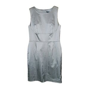 Ann Taylor Sheath Dress, Gray W/Slight Sheen, Sleeveless, Zips In Back, Size 10
